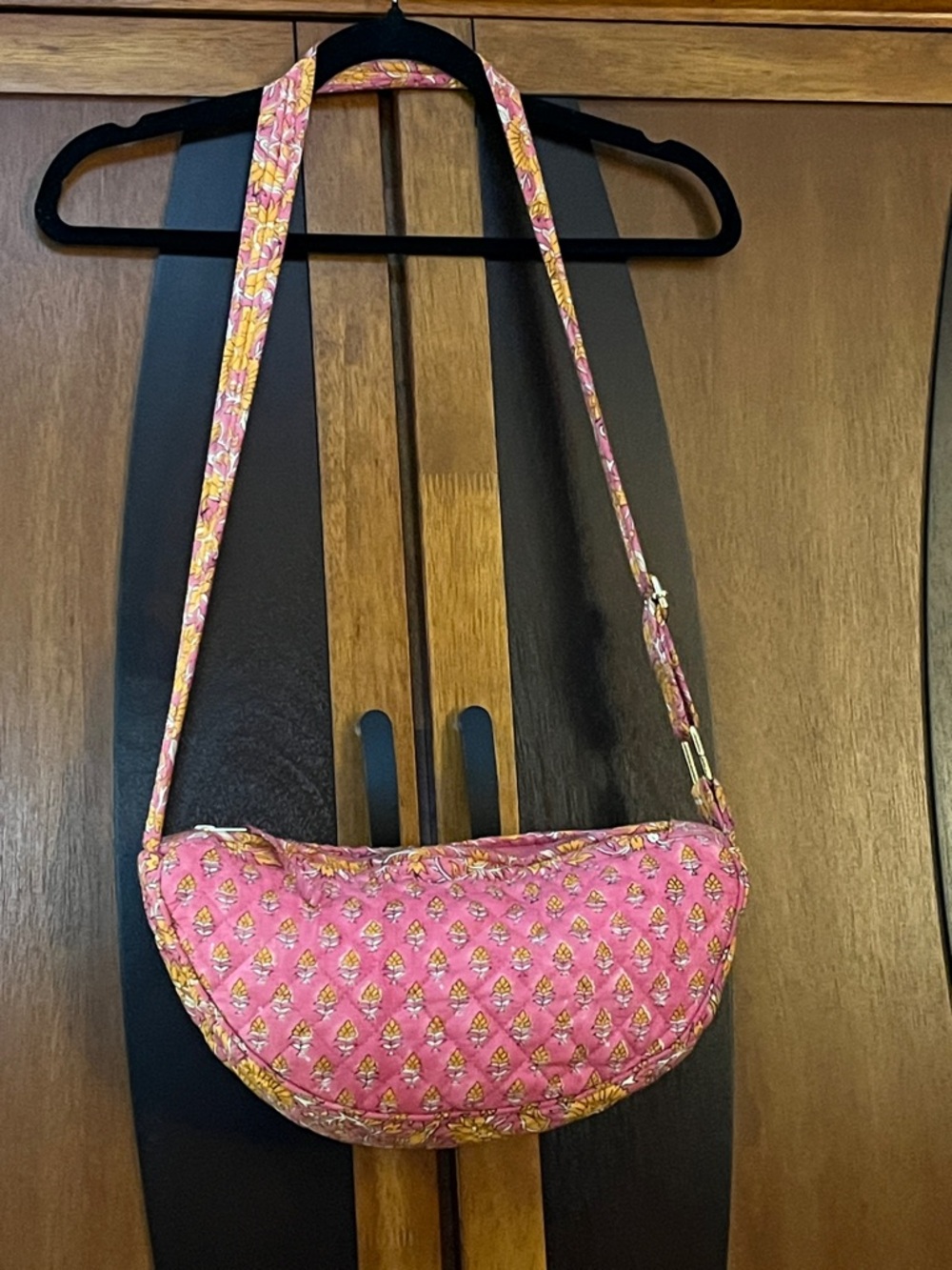 POL Quilted Pink & Orange Floral Crossbody/Shoulder Bag w/Interior Pocket